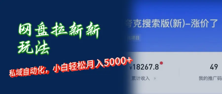 网盘拉新+私域运营，小白轻松月入5000+！-3A资源站